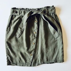 Splendid Olive Green Snap Front Belted Pull On Tencel Skirt Casual